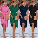 spring and summer new Women's Hot shirt lace-up dress