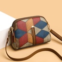 New Color Matching Stitching All-match National Style Fashion Trend Double Zipper Shoulder Crossbody Change Mobile Phone Bag