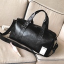 New PU leather men's travel bag cylinder waterproof handbag large capacity aircraft luggage bag Sports Fitness Bag