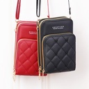 New Mobile Phone Bag Women's Korean-style Fashionable Multifunctional Crossbody Shoulder Bag Three-layer Zipper Solid Color Simple Mini Wallet