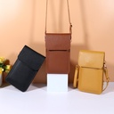 Wholesale Solid Color Touch Screen Mini Mobile Phone Bag New Korean Style Summer Niche Simple Soft Leather Multi-Layer Crossbody Bag