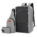 New Trendy Three-piece Backpack usb Rechargeable Business Computer Bag Male Multi-functional Student Large Capacity Book