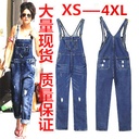 Women's Loose Large Size Ripped Denim Strap One-piece Suspender Pants