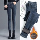 High Waist Jeans Fleece-lined Women's Winter Skinny Pants Exterior Wear Thickened Pants Women's Tight Stretch Pencil Pants