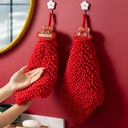 Rabbit Year Chenille Wipe Hand Towel Hanging Cute Wedding Handball Red Festive Cartoon Kitchen Bathroom Handkerchief