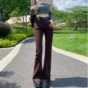 Vintage High-waisted Micro-blared Jeans Women's Autumn New Slim-fit All-match Small Straight Flare Pants Trendy