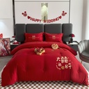 Wedding Embroidery Celebration Quilt Raw Cotton Soybean Winter Quilt Red Thickened Embroidered Quilt Bedding Gift Bag Packaging
