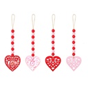 Hollow Heart Shaped Wood Wall Beads String Valentine Wooden Bead String Decoration Garland Wedding Anniversary Party Decoration