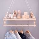 INS Nordic Style Wooden Beads Double-layer Ash Log Storage Board Wooden Beads Swing Shelf Children's Room Model Room Soft-fitting
