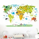 卡通动物旅行map家装饰墙贴儿童卧室书房背景贴纸跨境ZC-392-009