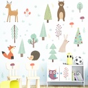 跨境新款 北欧卡通动物小树墙贴 儿童房不干胶PVC贴纸 ZCM005-006