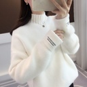 Mink velvet turtleneck sweater female autumn and winter Korean version loose lazy thick chenille bottom