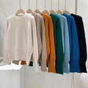 Japanese retro sweater women's autumn and winter loose outer wear autumn and winter outer wear lazy style solid color pullover sweater