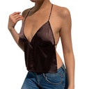 Silk Satin Spring and Summer New Sweet Deep V Camisole Vest for Women