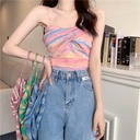 Striped Small Sling Outer Wearing Vest Women's 2024 Summer New Style Spice Girl Sexy Bottoming Sleeveless Inner Top