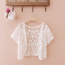 Lace Small Shawl Coat Summer Short Outer Wear Thin Cardigan Sun Protection Clothing Women's All-match Waistcoat with Sling Skirt