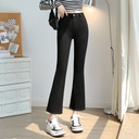 Autumn and Winter Women's Black Stretch Nine-point Large Size Wide-leg Pants High Waist Stretch Casual Flared Pants