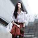 Song Yanfei Long-sleeved Professional White Shirt Women's Loose Design Sense Korean-style All-match Outfit Western Style Shirt for Autumn