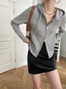 Sinan French waist-cutting slim double zipper hooded sweater slim coat 2024 early spring SN2094