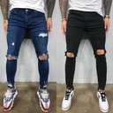 New European and American Men's Ripped Elastic Leg Jeans Tear New Factory Outlet