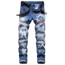 Men's 3D Printed Stretch Jeans Personalized Pattern Trendy Casual Men's Slim-fit Denim Pants