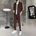 Spring and Autumn Suit with Korean Casual Long Sleeve Cardigan Sweater Sweater Men's Sports Suit