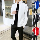 Spring and Autumn Men's Casual Sports Suit Korean Style Fashionable Two-Piece Set with Vertical Collar Cardigan and Trousers