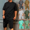Summer Men's Sports Suit Workwear Multi-bag Five-point Pants Casual Beach Short-sleeved Shorts Men's Suit