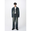 MTLCLOTHES men's clothing | new retro distressed denim coat trend straight jeans set