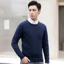 Autumn and Winter Round Neck Sweater Men's Korean Style Simple Basic Solid Color Men's Business Inner Warm Base Sweater