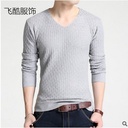 Factory direct autumn men's sweater Korean V-neck solid color all-match slim sweater men's
