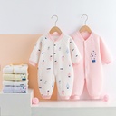 Newborn Warm Climbing Clothes for Newborn Babies Boneless Three-Layer Thickened Warm Folio Baby Jumpsuit