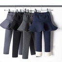 Winter Children's Pants Girls Fleece-lined Thickened Leggings Winter Fake Two-piece Culottes Large Children's Solid Color Pure Cotton Pants