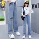 Girls' Denim Wide Leg Pants New Spring and Autumn Fashionable Thin Casual Girls' Children's Middle and Big Children Loose Pants