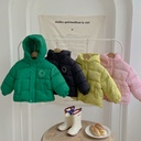 New Velvet Cotton-padded Clothes Children's Cotton-padded Jacket Short Hooded Smiley Thickened Cotton-padded Jacket for Boys and Girls