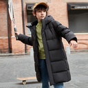 Children's down jacket men's mid-length thickened white duck down trendy winter coat over the knee boys' cotton-padded jacket cotton-padded jacket