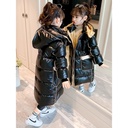 Girls' bright face down cotton-padded jacket winter clothes children's wash-free cotton-padded jacket cotton-padded jacket long winter western style tide