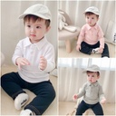 Boys' and kids' lapel top long-sleeved T-shirt fleece-lined bottoming shirt baby polo shirt T-shirt autumn and winter fashion
