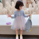 女童艾莎牛仔纱裙两件套2024春季新款韩版洋气套装一件代发童装潮