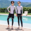 Boys and Girls Diving Suit Hot Spring Beach Vacation Anti-Sol Mother Suit Split Long Sleeve Trousers for Big Kids