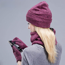 velvet three-piece warm suit winter hat scarf touch screen gloves