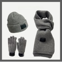 fashion thick wool three-piece set for autumn and winter solid color warm pullover wool hat scarf gloves set