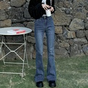 Micro-La Jeans Women's Spring High Waist Slim Look Tall Straight Slim Fit Small Trendy Flare Pants