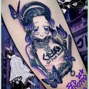 Diablo Tattoo Sticker Women's Waterproof Lasting European and American Violence Lori ins Cute Cartoon Flower Arm Non-Reflective Anti-Han